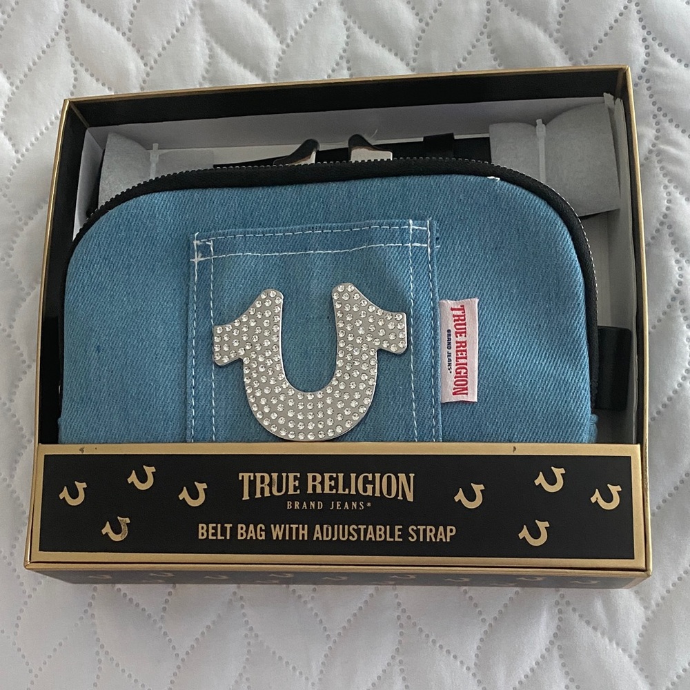 NWT True Religion Denim Belt Bag with Logo Accent